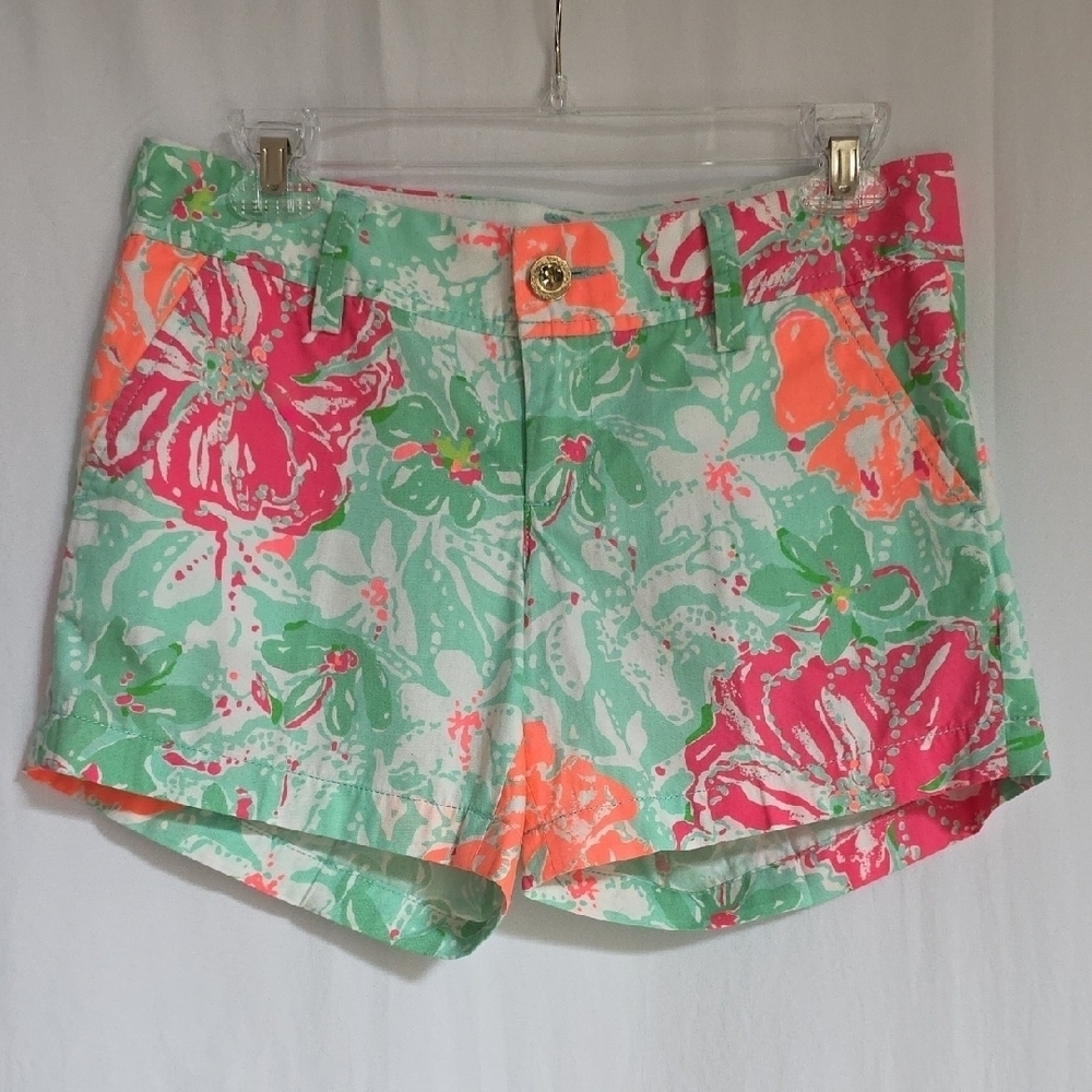 Lilly Pulitzer The Callahan Pink & Green Floral Cotton Shorts.  Size 0.  NWT